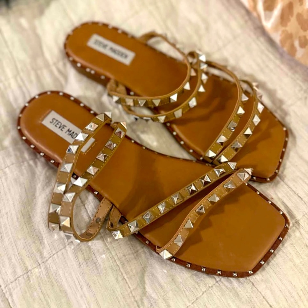 Steve Madden Tan Studded Sandals